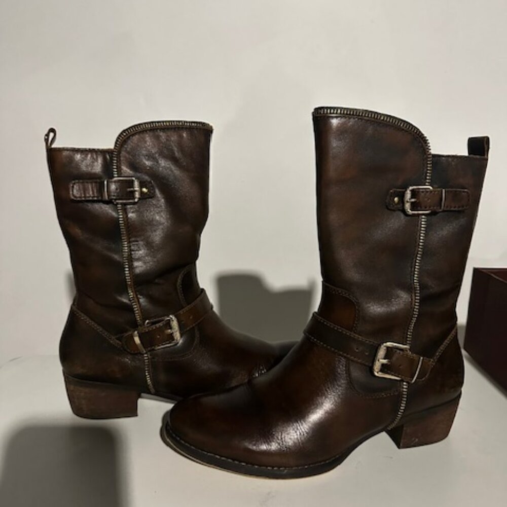Pikolinos Brandy Boots | Brown Leather | Size 39 (US 8.5–9)